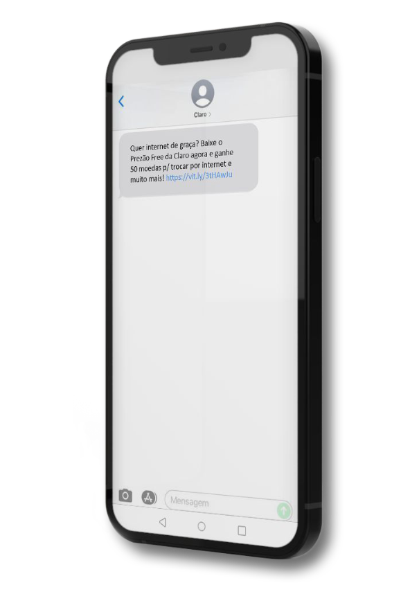Mensagem SMS da Claro em uma conversa de mensagens no celular